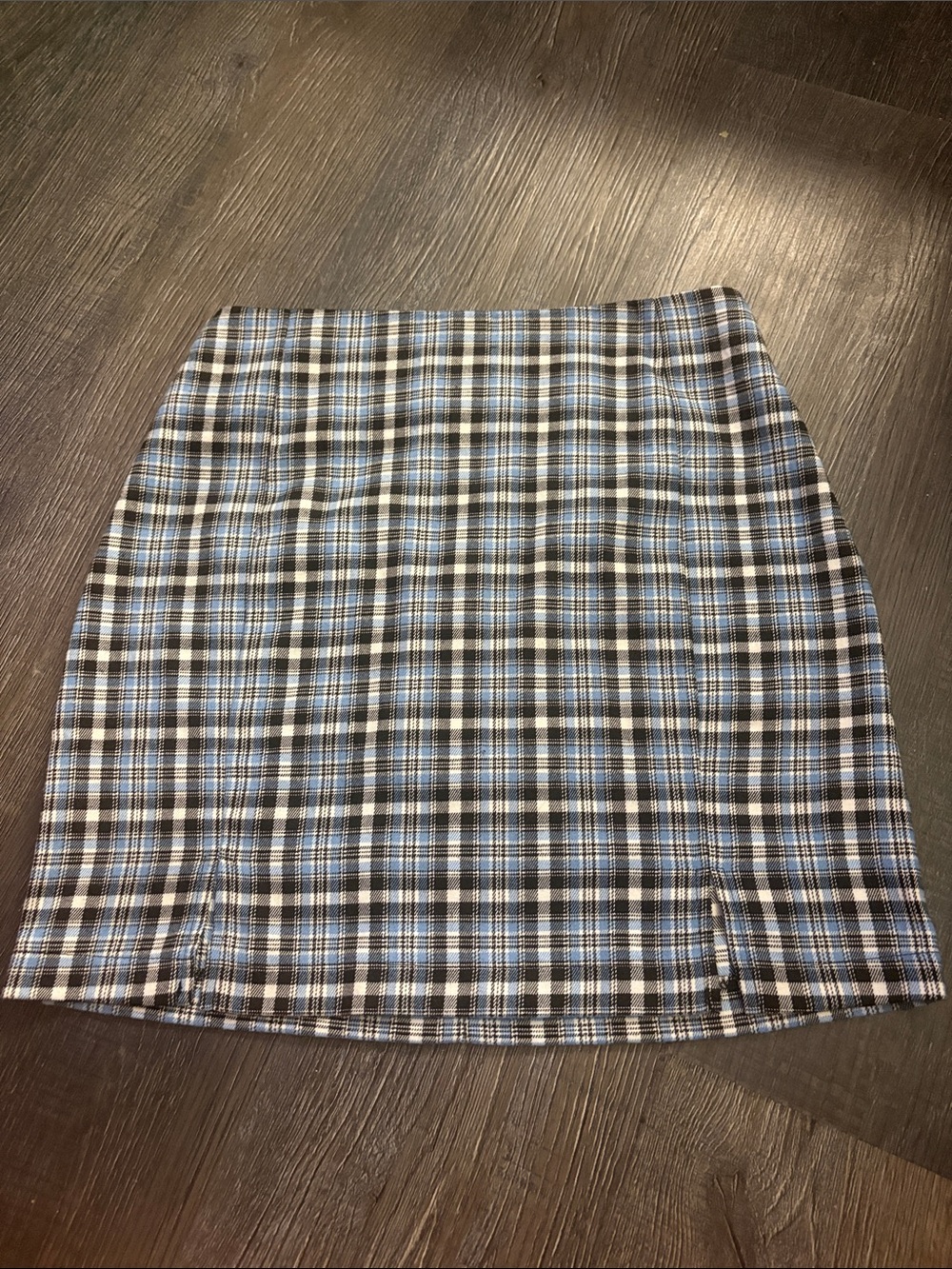 love on a hanger Blue and Black Plaid Mini Skirt